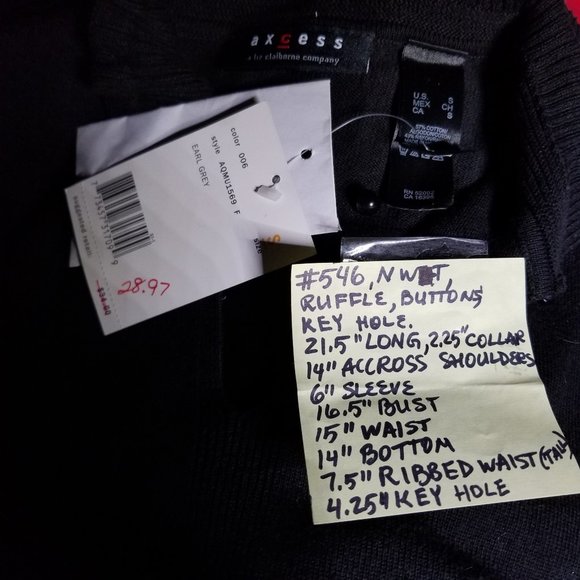 546 NWOT Cute Blck Axcess Liz Claiborne Knit S Top - Picture 8 of 11